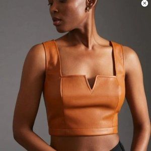 Maeve Faux Leather Notch Tank